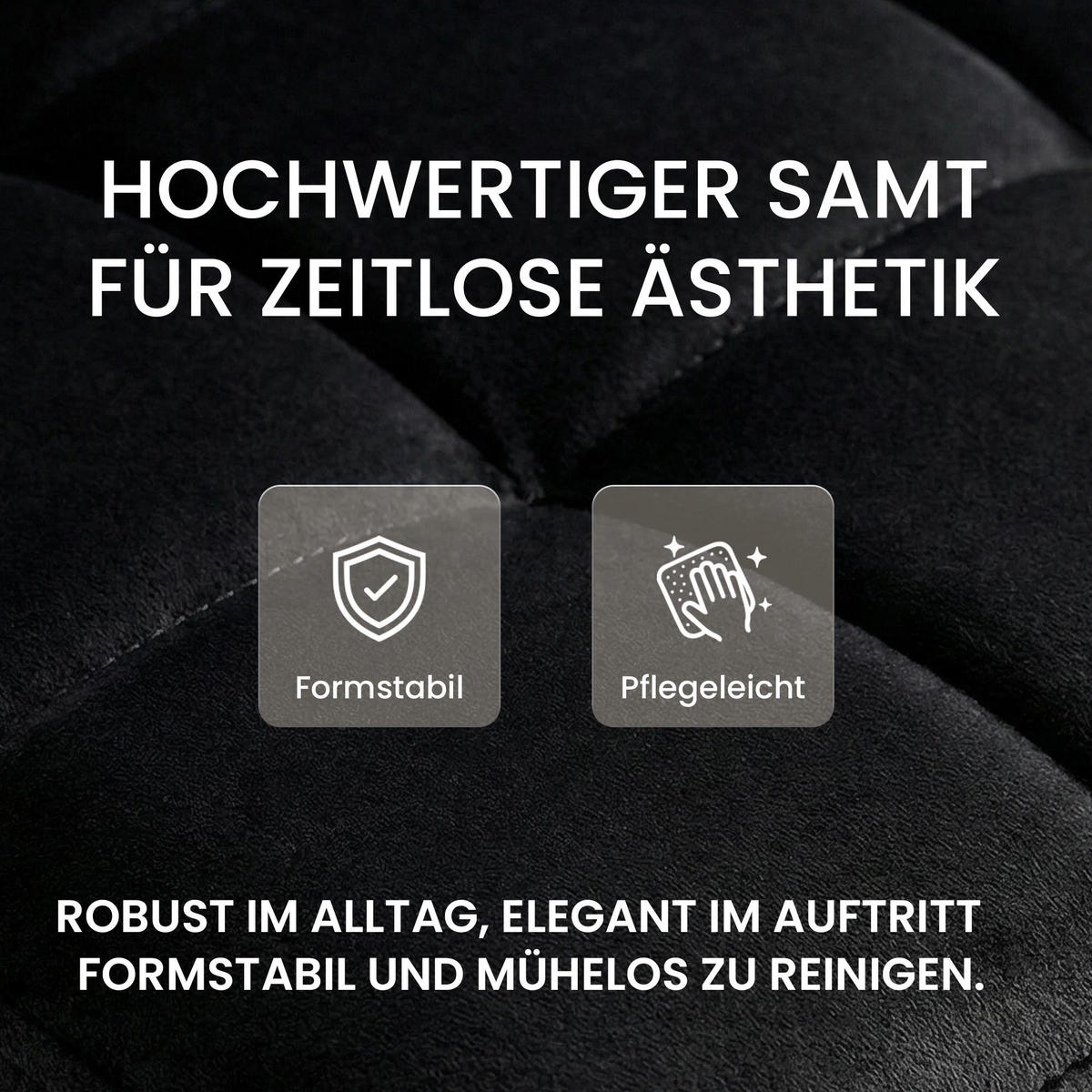 BARHOCKER Samt Schwarz - Schwarz, Textil/Metall (46/94/47cm) - CLP