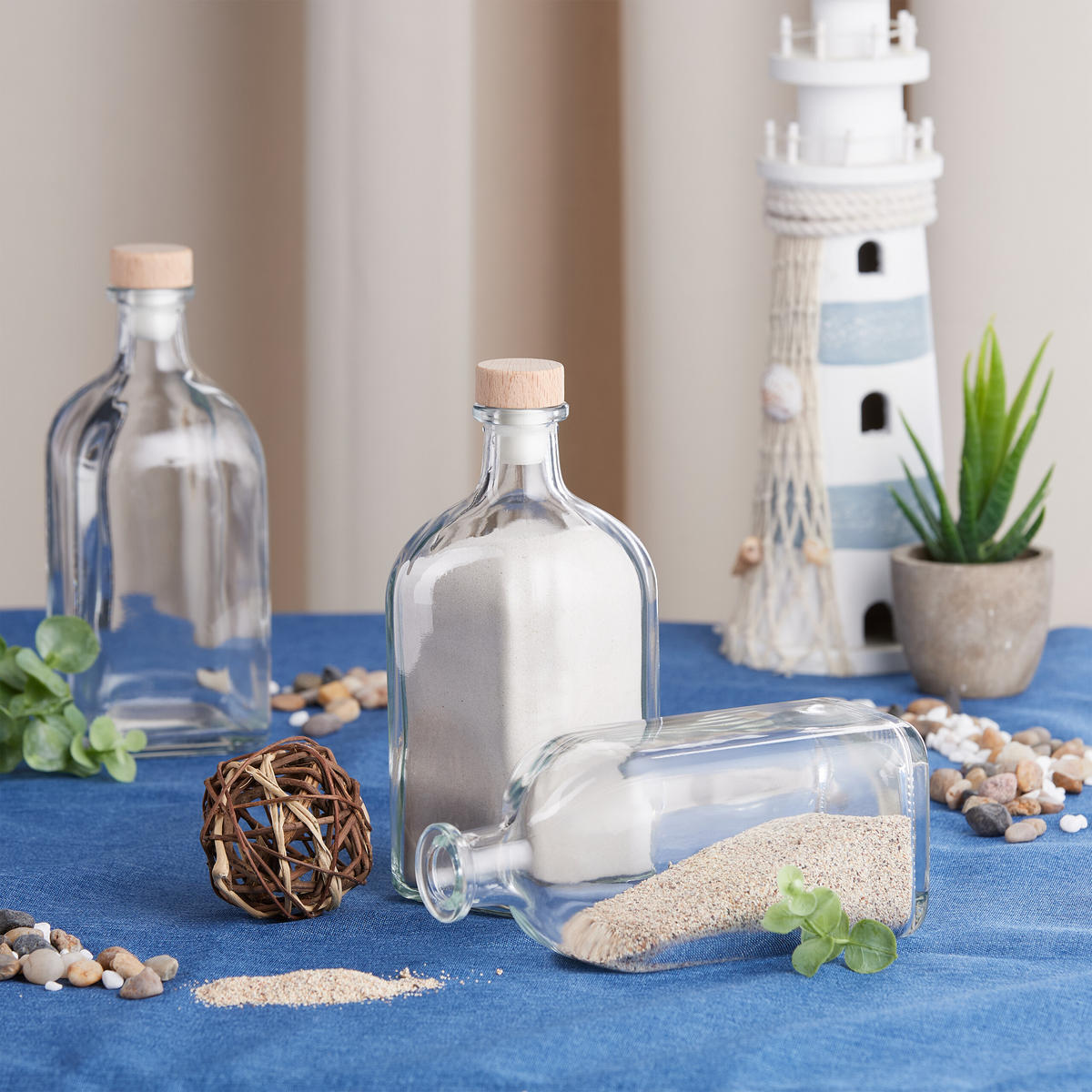 6XFLASCHE - Transparent, Glas/Kunststoff (7.5/18/7.5cm) - Relaxdays