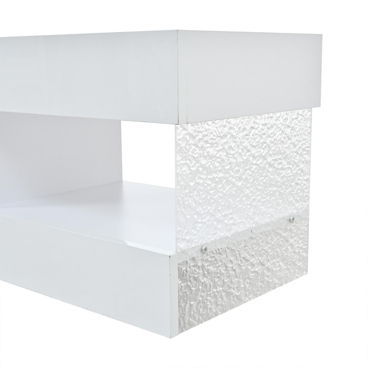 LOWBOARD Weiß 152/35/40 cm, LED-Beleuchtung, Hochglanz, 2 Schubladen - Weiß, Holzwerkstoff (152/40/35cm) - PANGIVO