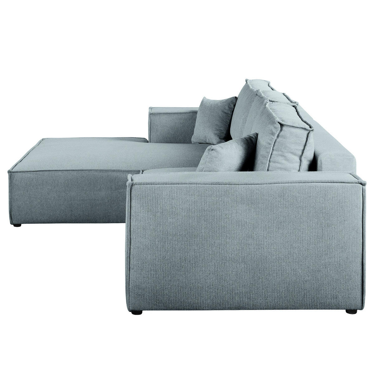 ECKSOFA mit Schlaffunktion - Longchair - Blaugrau/Schwarz, Kunststoff/Textil (294/185cm) - home24