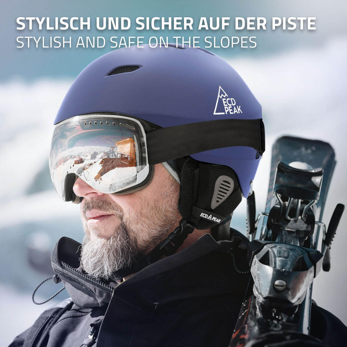 LYŽAŘSKÁ PŘILBA pro muže a ženy, robustní snowboardová přilba, modrá, velikost M, 55–58 cm - modrá, plast (29/23cm) - ECD-Germany