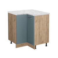 ECKUNTERSCHRANK R-Line Blau-Grau 75.6 cm AP Marmor - Eiche Wotan/Blaugrau, Holzwerkstoff (75.6/81.6/60cm) - Vicco
