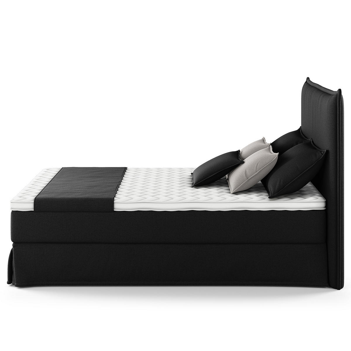 BOXSPRINGBETT mit Husse - Schwarz, Textil (140/200cm) - home24