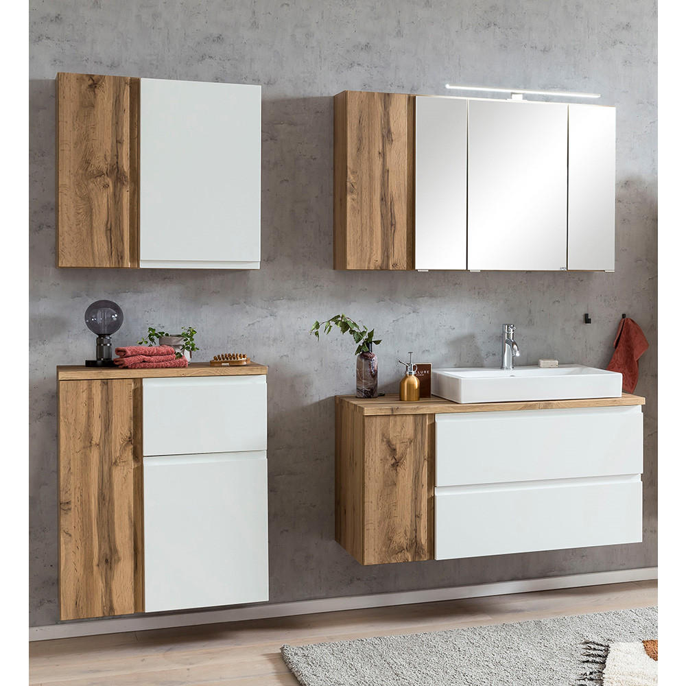 Lomado Badmöbel-Set Weiß 185x200x47 cm