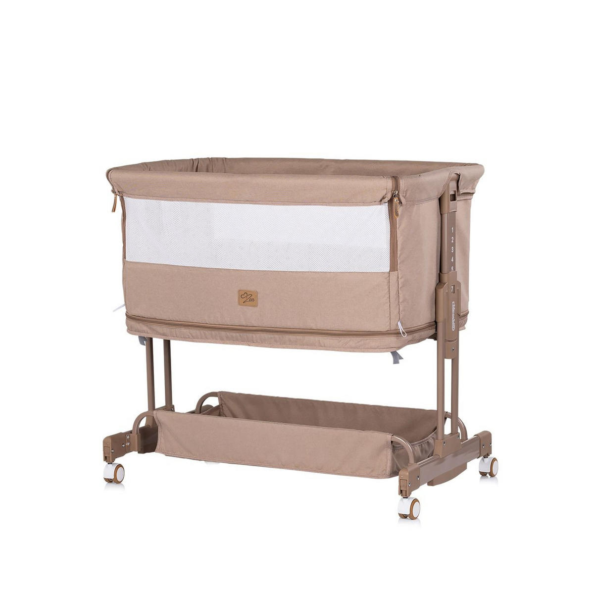 BEISTELLBETT Zen 2 in 1 beige Babybett Schaukelfunktion 7 Höhen Moskitonetz - Beige, Metall (46/81cm) - Chipolino