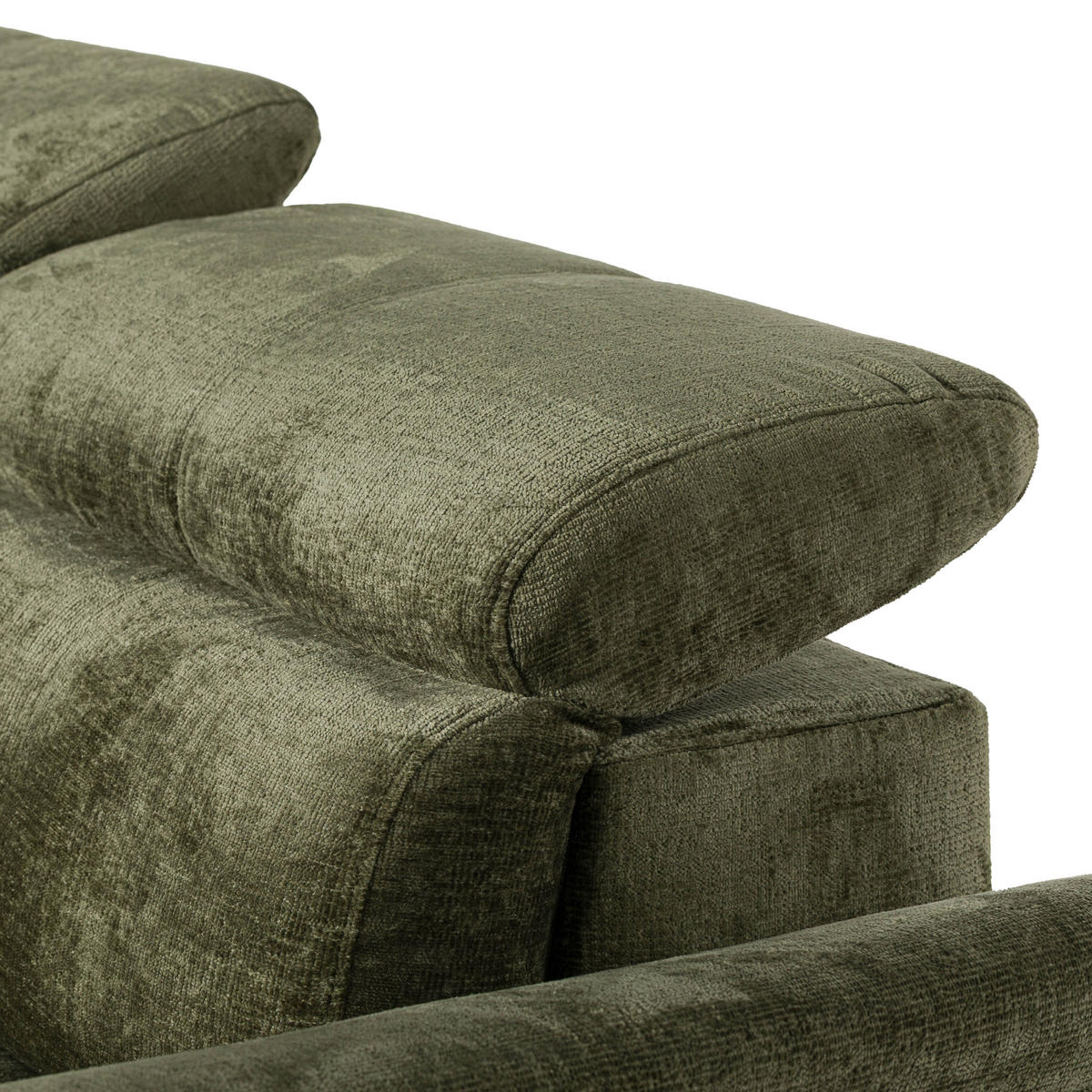 ECKSOFA Ottomane rechts Chenille 284x208x79 grün VALENTINA - Grün, Kunststoff (284/208cm) - Massivmoebel24