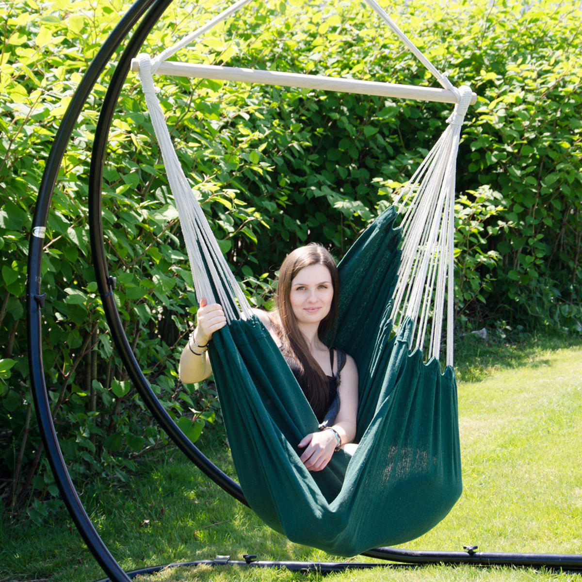 XXL-HÄNGESESSEL 185/130 cm Belastbar bis 150 kg Dunkelgrün - Grün, Textil (130/155/185cm) - Amanka