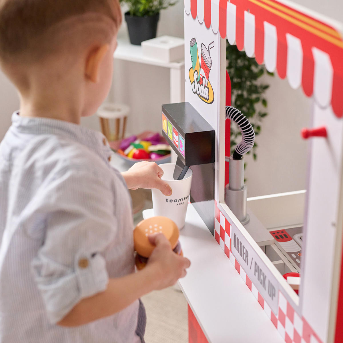 BURGERLADEN Spielset Flip & Fry, Rot, 96cm - Rot, Holzwerkstoff (40/96/59cm) - Teamson Kids