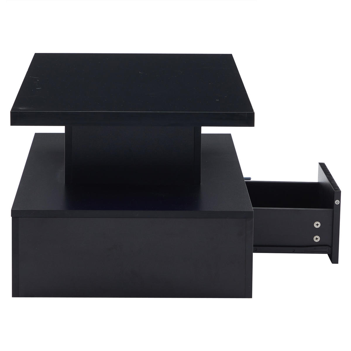 COUCHTISCH Schwarz, 100/50/39 cm mit LED und Schublade - Schwarz, Holzwerkstoff (50/100/39cm) - PANGIVO