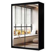 SCHIEBESCHRANK CAMARO III mit Spiegel 150 cm Schwarz - Schwarz, Holzwerkstoff (150/215/59cm) - Lookway