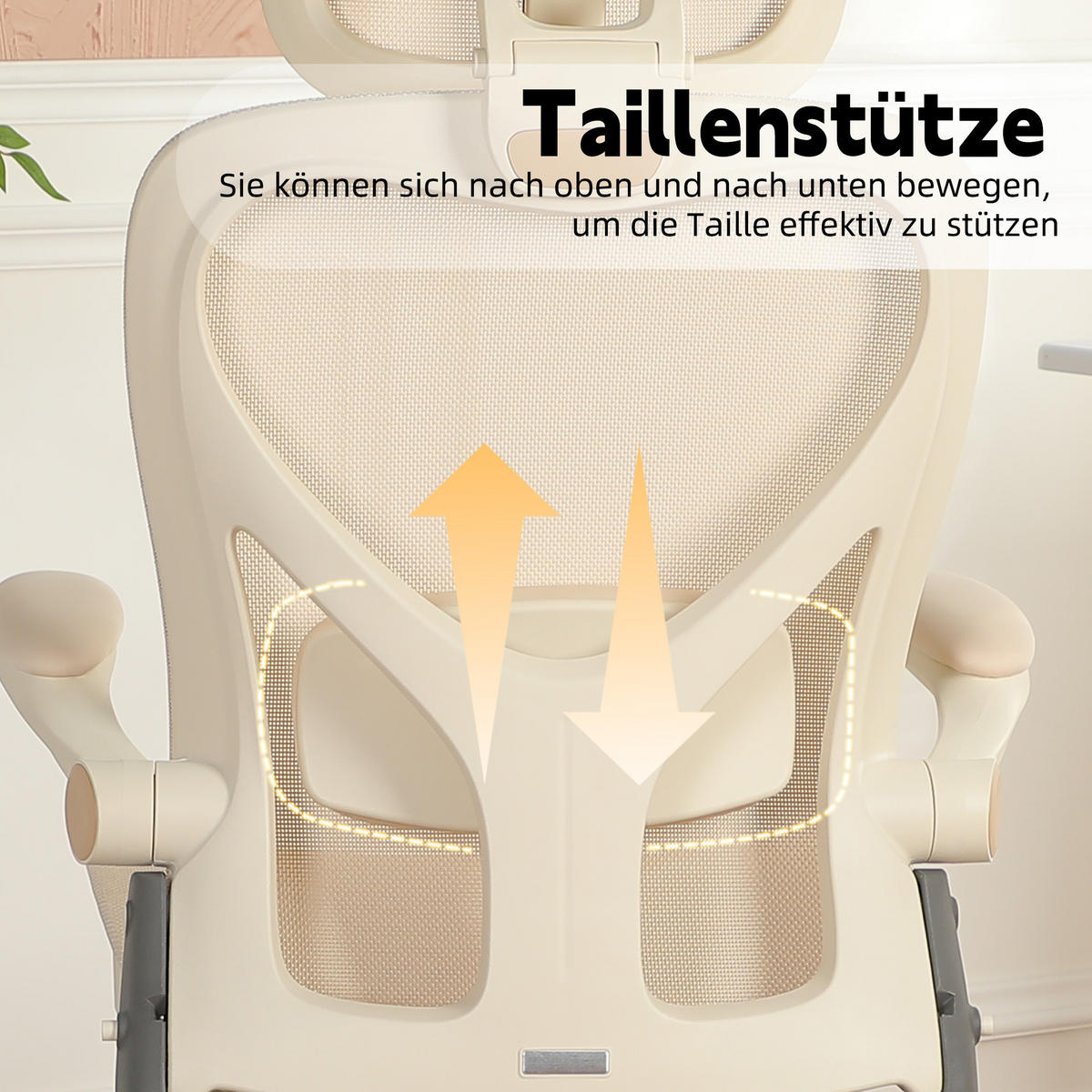 DREHSTUHL DE-40937 mit klappbarer Rückenlehne und 3D-Kopfstütze Creme - Creme, Metall (62/129/48.5cm) - ComfortXL