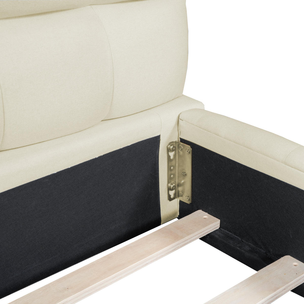 POLSTERBETT 160x200 cm, Beige, Leinen - Beige, Textil/Metall (160/200cm)