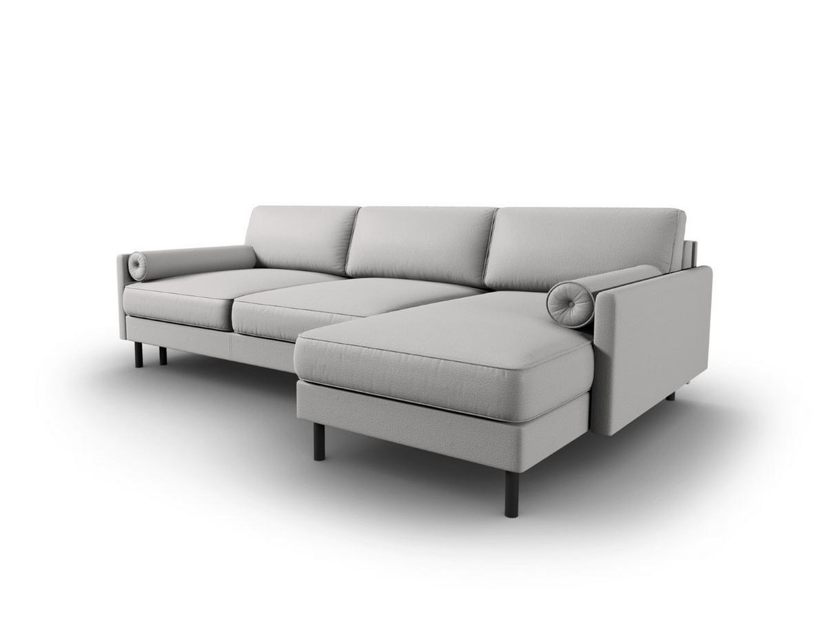 AUSKLAPPBARES-ECKSOFA rechts mit Container Scott aus strukturiertem Stoff hellgrau 5 Sitzplätze - Hellgrau, Textil (142/212cm) - Micadoni