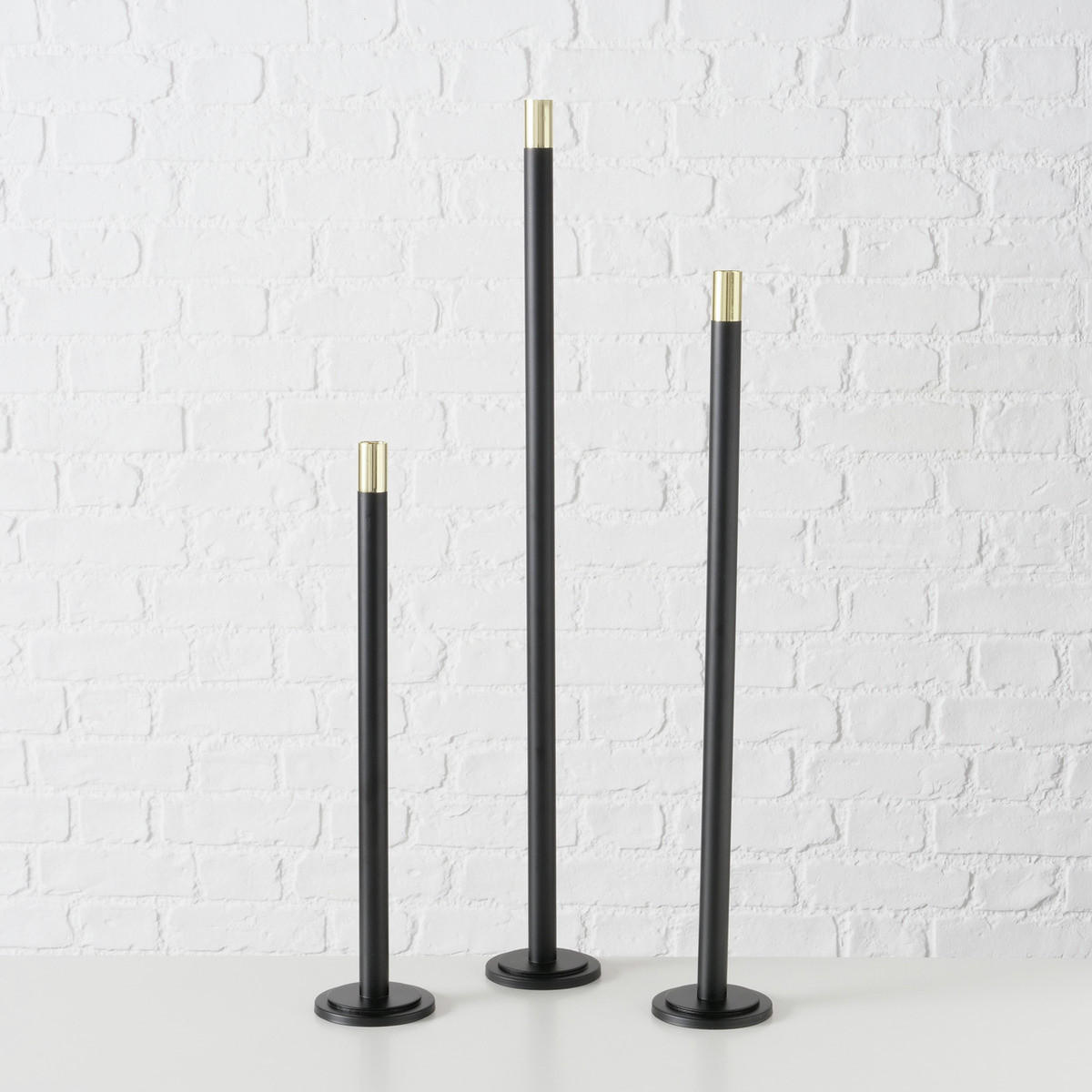 KERZENSTÄNDER Mats 3er-Set - Schwarz, Metall (10/76.5/10cm) - Boltze Home