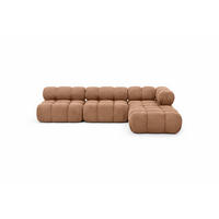 ECKSOFA L-Form Modulare, Veloursstoff Salvador, Dunkelbeige, Rechts, Selia - Beige, Holz (285/160cm) - Kaiser Möbel