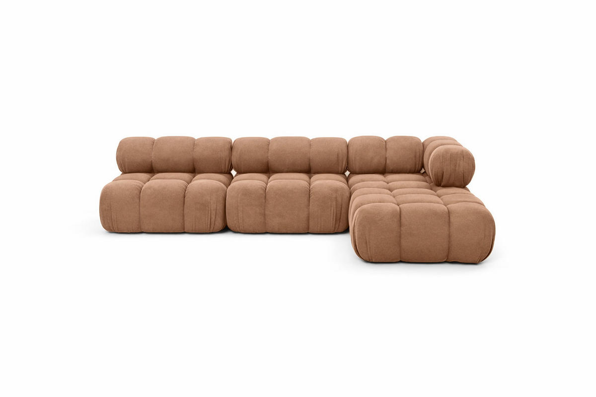 ECKSOFA L-Form Modulare, Veloursstoff Salvador, Dunkelbeige, Rechts, Selia - Beige, Holz (285/160cm) - Kaiser Möbel