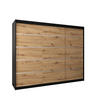 SCHWEBETÜRENSCHRANK 200/250/62 3-türig - Silberfarben/Schwarz, Holz/Kunststoff (250/200/62cm) - Abiks Möbel