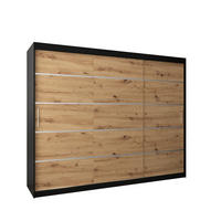 SCHWEBETÜRENSCHRANK 200/250/62 3-türig - Silberfarben/Schwarz, Holz/Kunststoff (250/200/62cm) - MÖBEL KRYSPOL