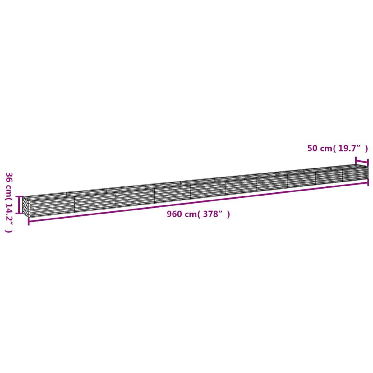 HOCHBEET aus Cortenstahl AKSEL | unten offen | 960x50x36cm - Braun, Metall (960/36/50cm) - DELUKE