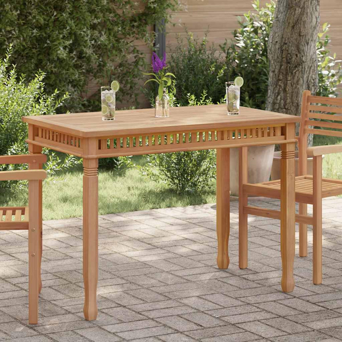 GARTENTISCH mit Lamellendesign, 120/65/80 cm, aus Massivholz Teak - Braun, Holz (65/120/80cm) - vidaXL