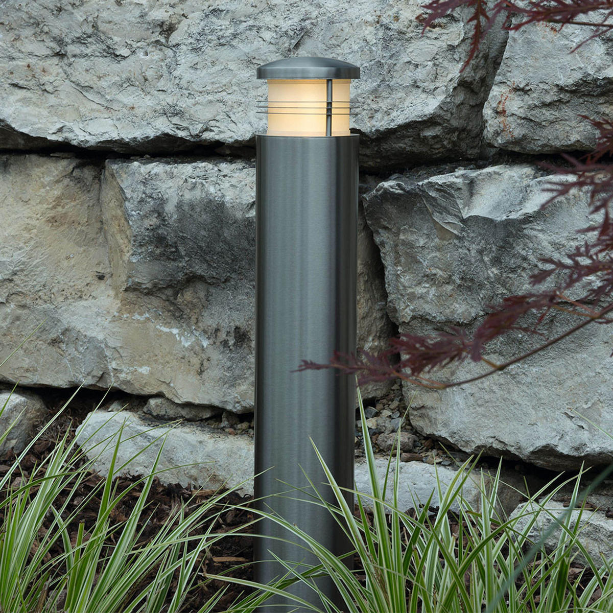 WEGELEUCHTE Edelstahl Silber Opal - Silberfarben, Metall (10.2/10.2/60cm)