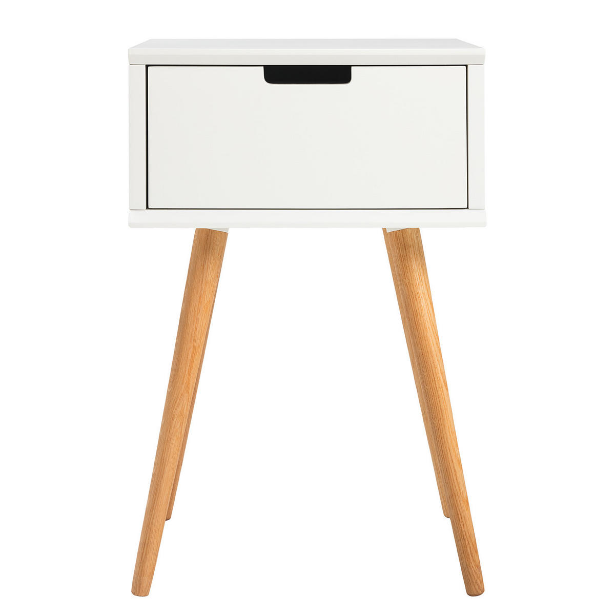 NACHTTISCH - Teilmassivholz - Eichefarben/Weiß, Eichenholz/Holz (40/61/30cm) - home24