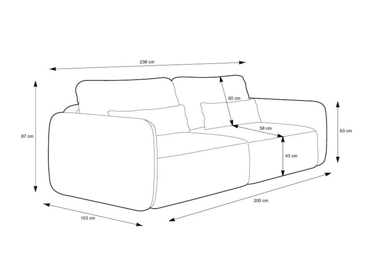 BETTSOFA ATTO Creme Chenille-Stoff mit Schlaffunktion - Creme, Textil (103/87/238cm) - MASSENO