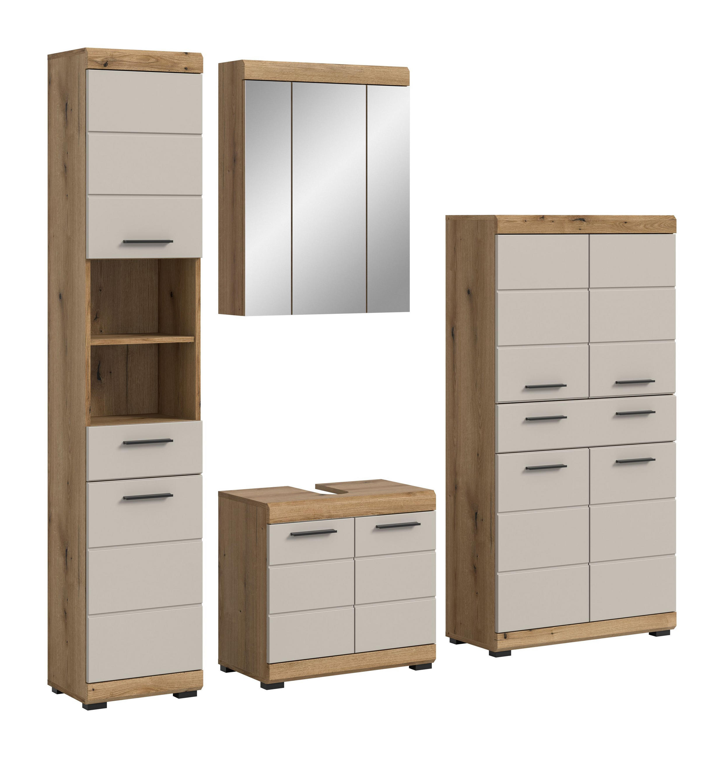 BAD-SET SCOUT 4-tlg. (B/H/T: ca. 201/191/34 cm) in Evoak Oak Nachbildung/- - Eichefarben, Holz (201/191/34cm) - Homes & Jones