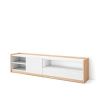TV-SCHRANK, Lowboard, Weiß und Eiche Soft, 207/37/50cm - Weiß, Holzwerkstoff (207/50/37cm) - Skraut Home
