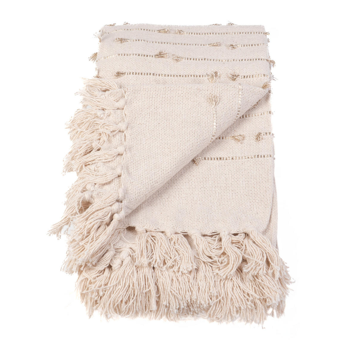 TAGESDECKE Golden Sunset 125/150 cm - Weiß, Naturmaterialien (150/125cm) - Douceur d´intérieur