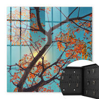 SCHLÜSSELBOX Schwarz 30x30 cm- Türöffnung nach rechts - Herbstbaum - Blau, Metall (30/30/5cm) - TULUP