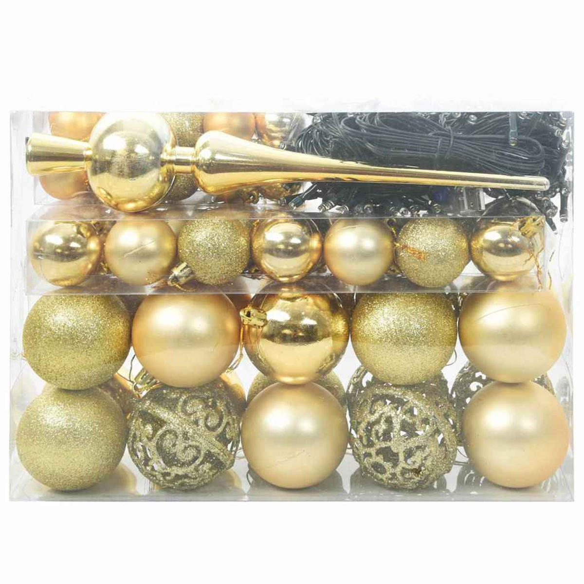 WEIHNACHTSKUGELSET 61 -teilig Gold Kunststoff - Goldfarben, Kunststoff (6/27/6cm) - vidaXL