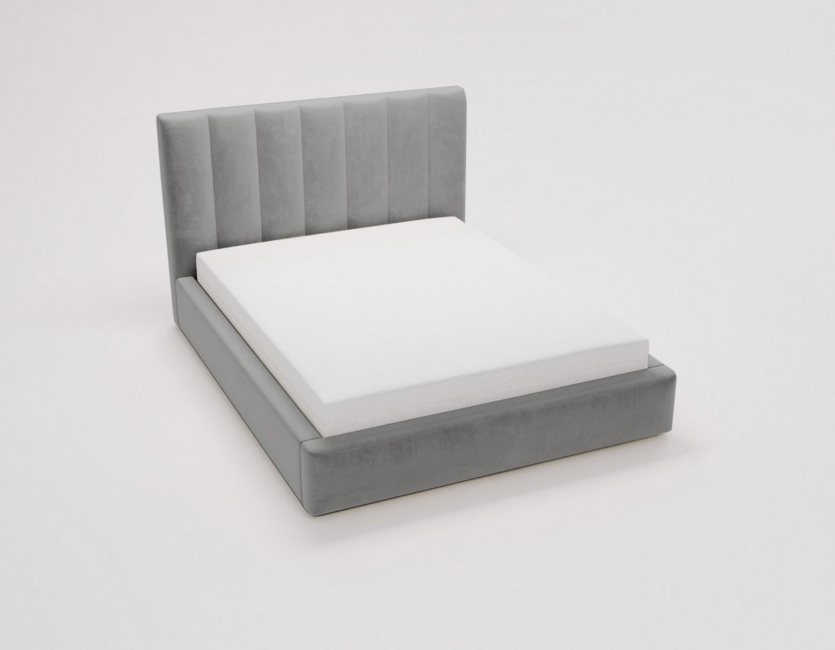 POLSTERBETT 160x200 cm Velor, Lattenrost, Bettkasten, Grau - Hellgrau, Holz/Textil (160/200cm) - Emporius