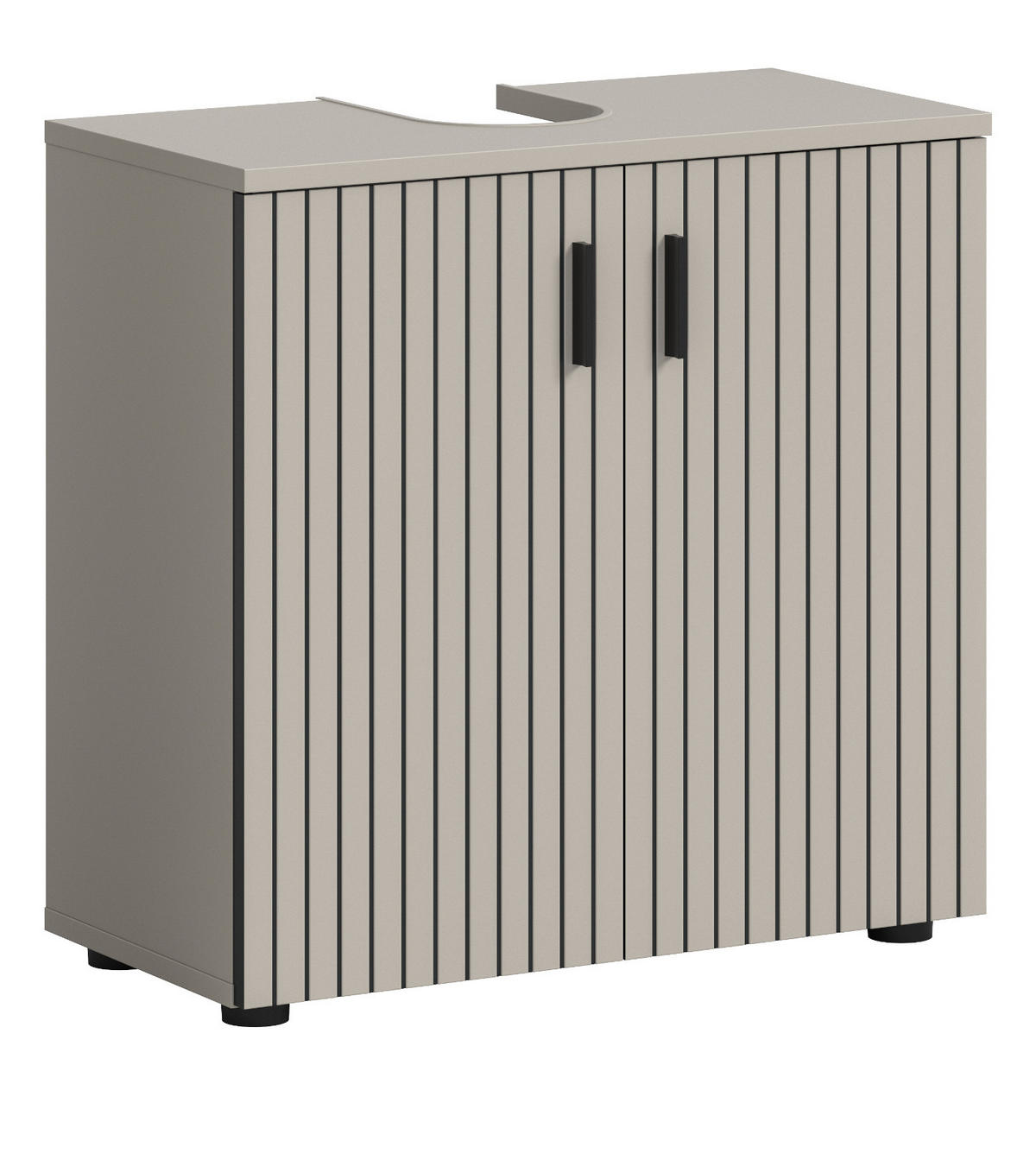 WASCHBECKENUNTERSCHRANK kaschmir 60 cm, Badezimmer Unterschrank 2-türig - Kaschmir/Schwarz, Holzwerkstoff/Kunststoff (60/59/30cm) - Inn.Furn