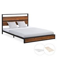 METALLBETT 140/200 cm in Schwarz mit Lattenrost und Matratze - Braun, Holz/Metall (140/200cm) - Homestyle4u