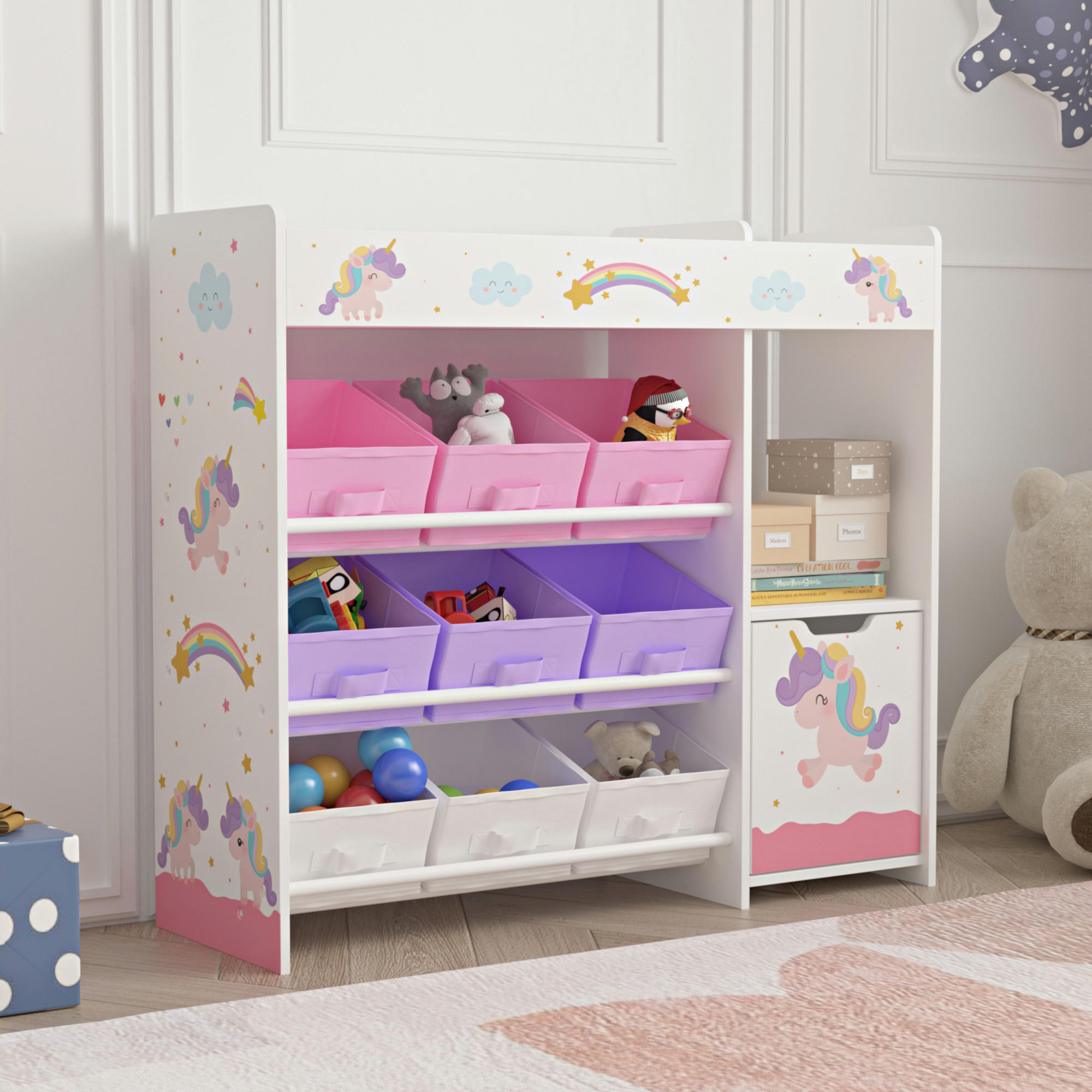 KINDERREGAL Søndreland - Lila/Weiß, Holzwerkstoff (90/80/29.5cm) - [en.casa]