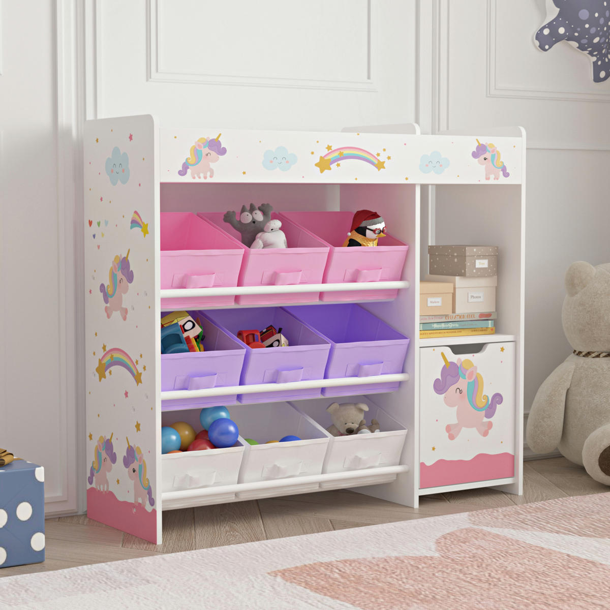KINDERREGAL Søndreland - Lila/Weiß, Holzwerkstoff (90/80/29.5cm) - [en.casa]