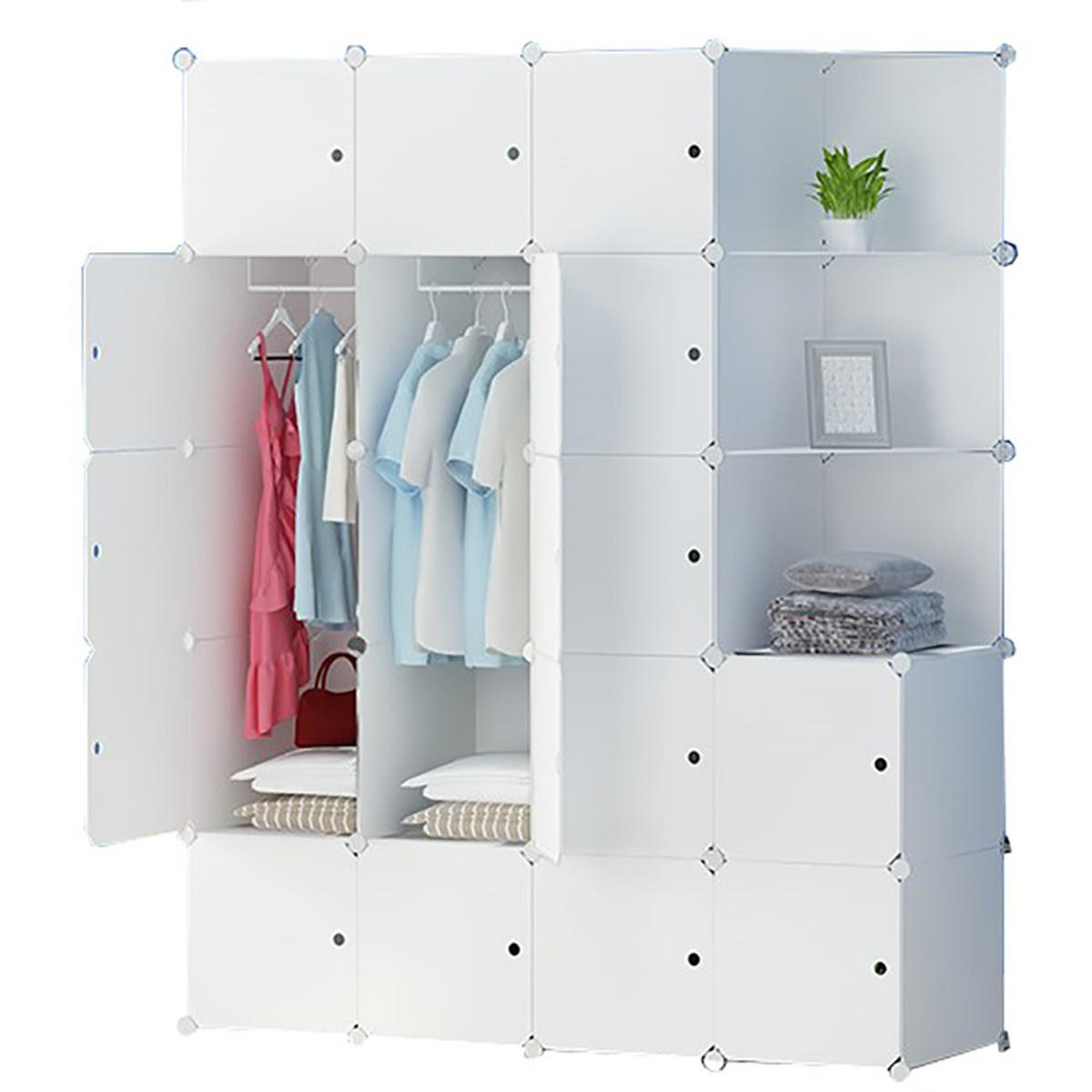 MODULARER Kleiderschrank 183/147/47 cm - Weiß, Kunststoff (147/183/47cm)