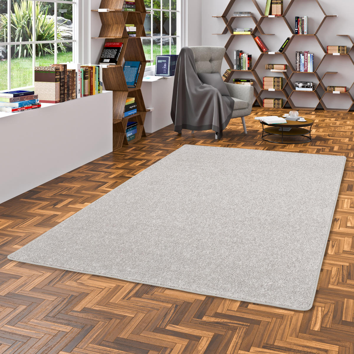 HOCHFLOR LANGFLOR TEPPICH COTTAGE - Silberfarben, Textil (133/133cm) - Snapstyle