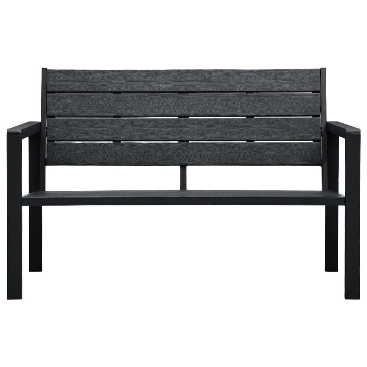 GARTENBANK mit Armlehnen in Holz-Optik, 120/64/78 cm, aus HDPE und Stahl, Schwarz - Schwarz, Holz (64/78/120cm) - vidaXL