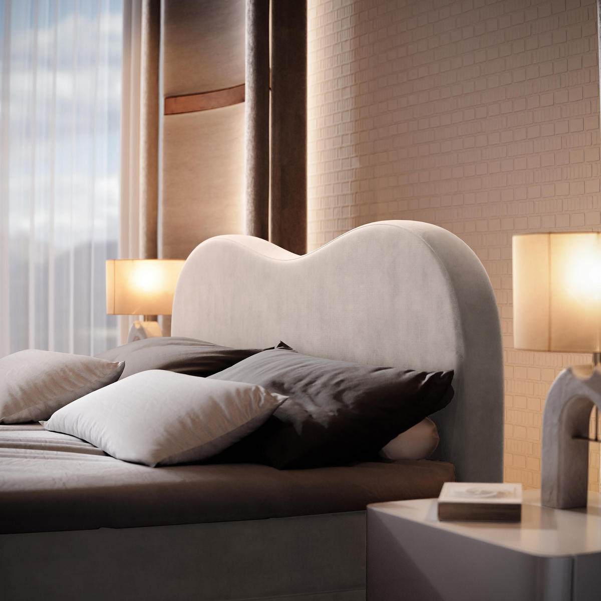 BOXBETT FLUVIA M 180x200 cm mit Matratze und Topper - Creme - Creme, Holz (180/200cm) - MASSENO