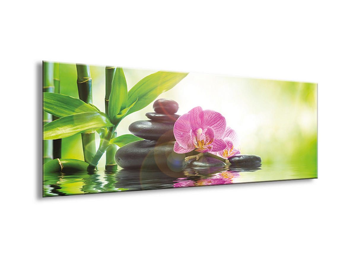 GLASBILD 80x30 cm Zen Spa Grün Pink - Multicolor, Glas (80/30cm) - artissimo