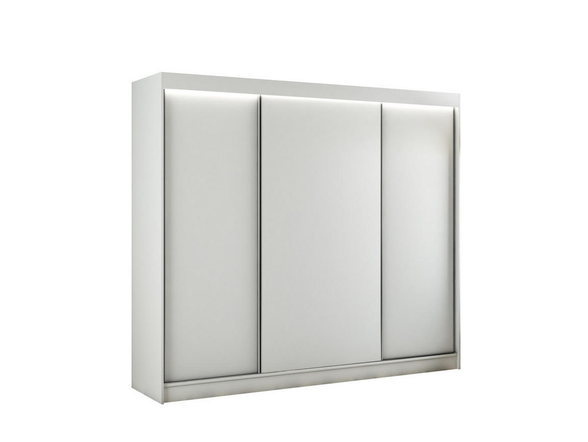 KLEIDERSCHRANK BEROG mit LED - 250 cm - Weiß - Weiß, Holzwerkstoff (250/215/61cm) - ALTDECOR