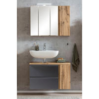 BADMÖBEL-SET Vasto-03 - Grau, Holzwerkstoff (85/200/35cm) - Lomado