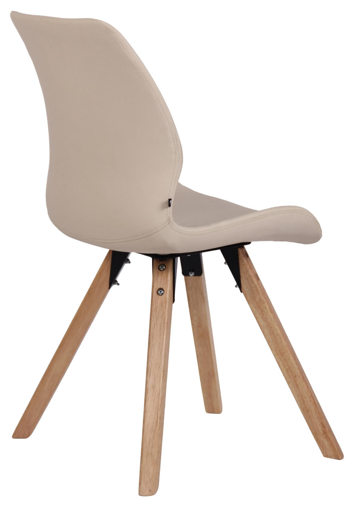 STUHL 2er Set Lederlook creme - Eukalyptusholzfarben/Creme, Holz/Textil (49/87.5/58cm) - CLP