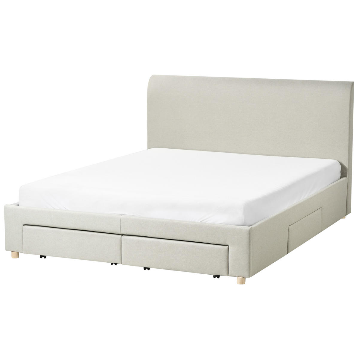BETT mit Schubladen 160/200 cm Stoff Hellbraun Soutrin - Hellbraun, Textil (160/200cm) - Beliani