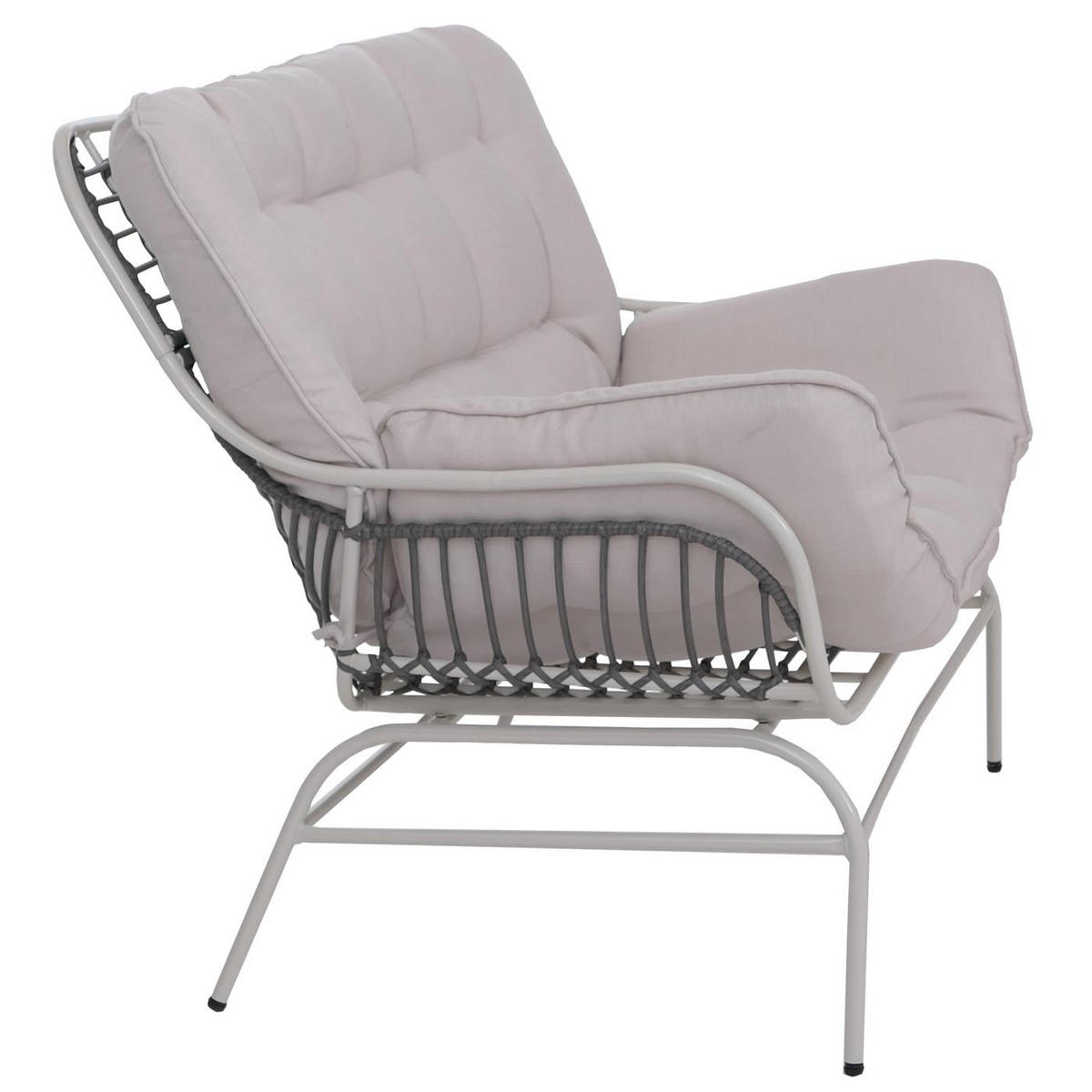 GARTENSOFA 2er Hellgrau Polster Beige - Grau, Metall (121/93/87cm) - PROREGAL