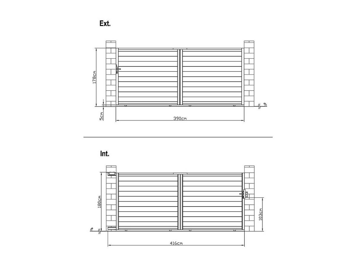 GARTENTOR Schiebetor - 416 x 180 cm - voll - Aluminium - Anthrazit - NAZARIO - Anthrazit, Metall (390/178cm) - Vente-Unique