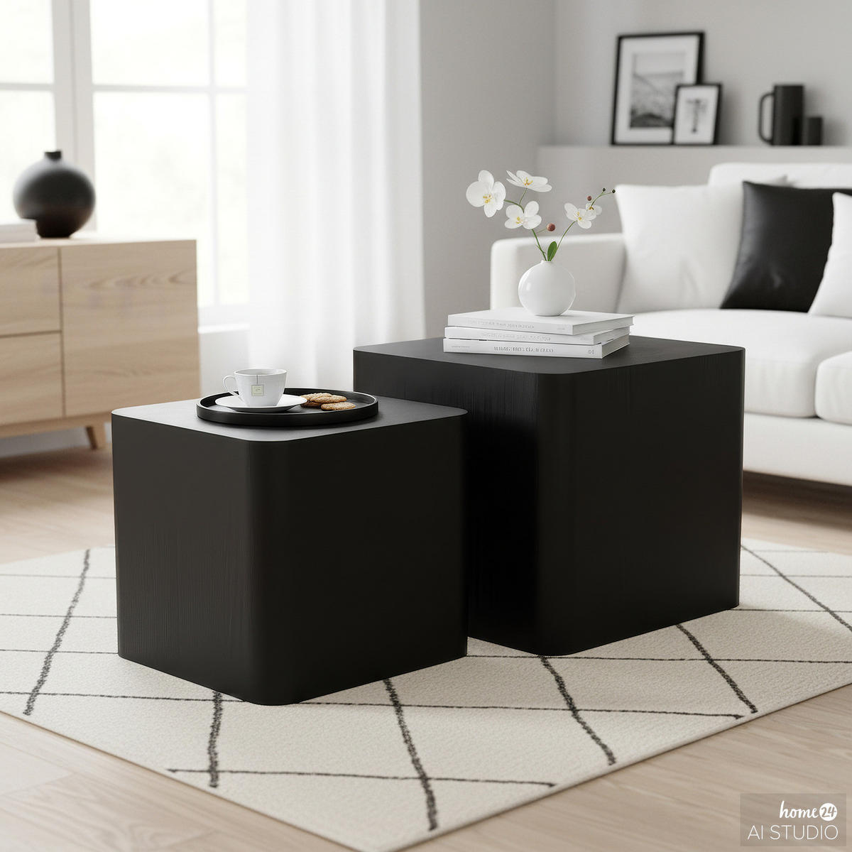 BEISTELLTISCH - 2er-Set - Esche - Eschefarben, Holzwerkstoff (40/40/38cm) - home24