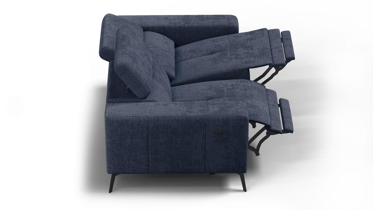 RELAXSOFA MORELLO 2-Sitzer, marineblau, 2 x Relax Zero Gravity - Dunkelblau, Holz/Textil (164/82/103cm) - Courtois Laville